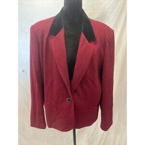 Koret Blazer Jacket Womens Size 18 Red Wool Button Front Lined Vintage
